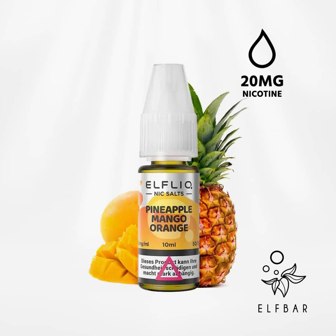 elf bar elfliq pineapple mango orange sel de nicotine liquide